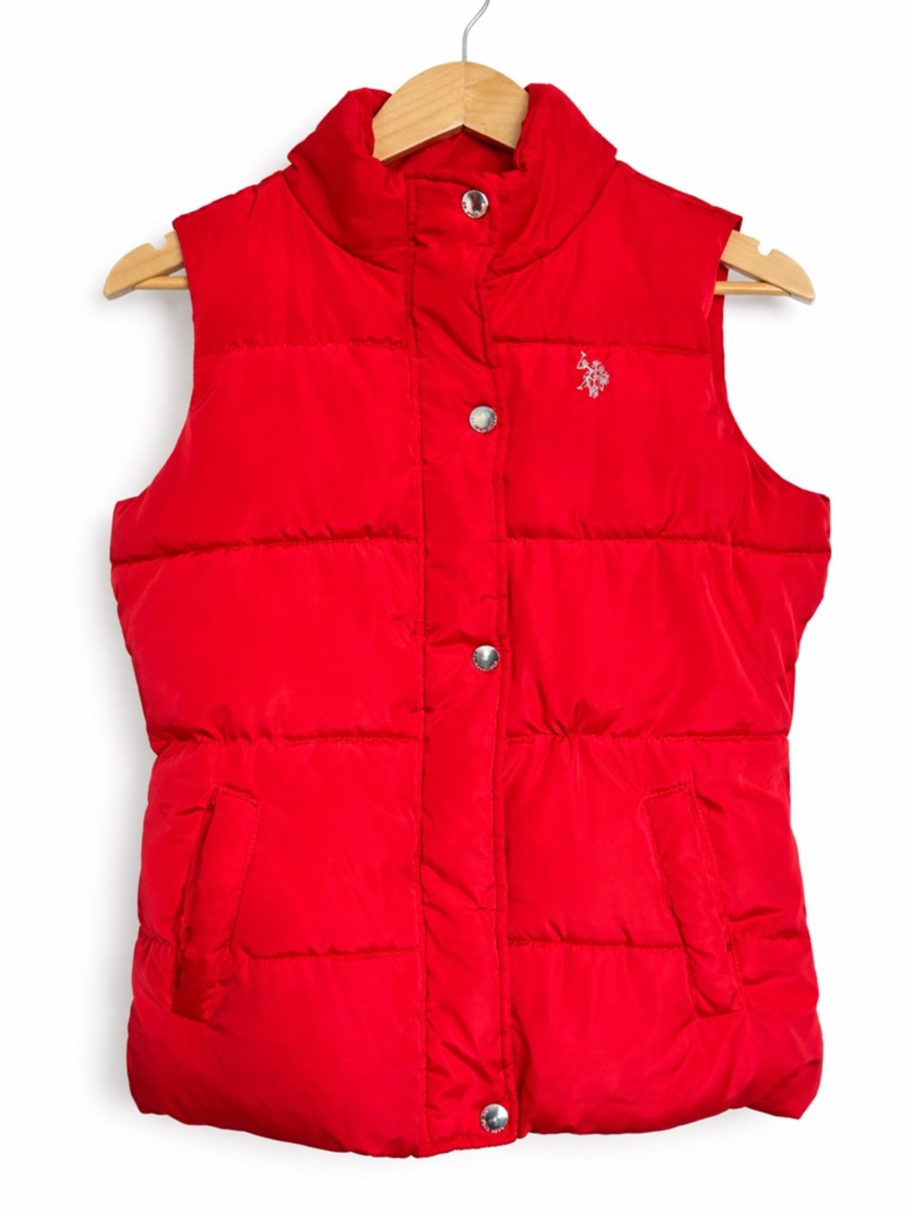 Quilted Red Puffer Vest Snap Front Lightweight Size S